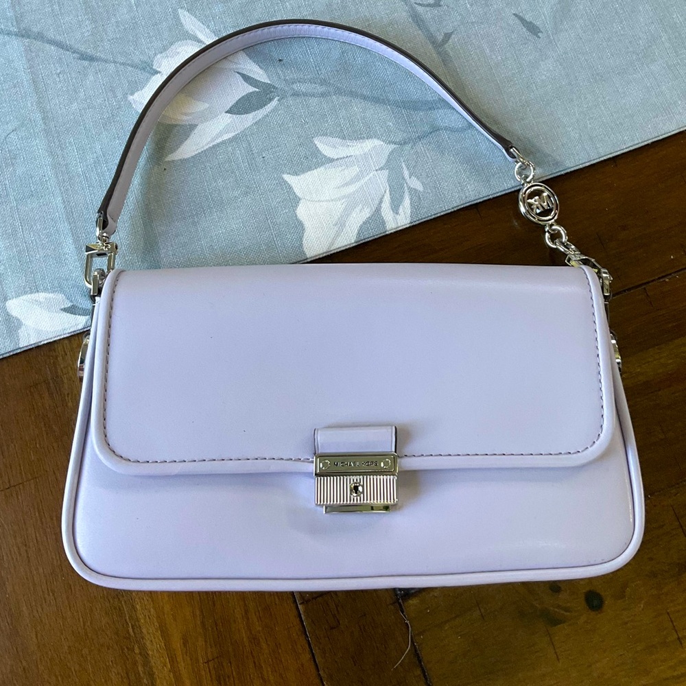 Michael kors leather flap shoulder bag lavender purple